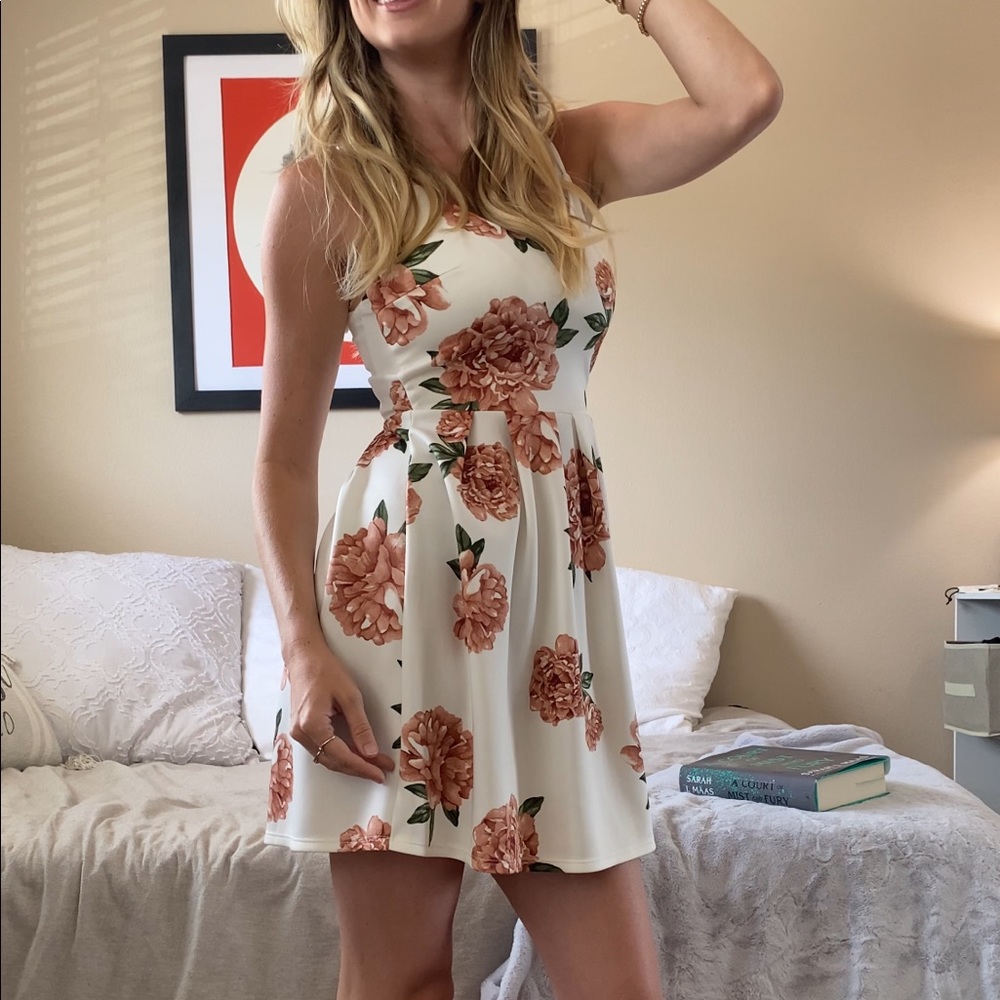 Pink and White Floral Dress